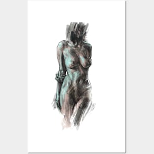 Illustration of a naked girl. Posters and Art